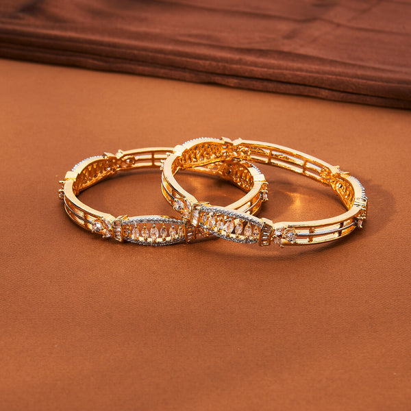 435065 Cz Classic Bangles With 2 Tone Plating