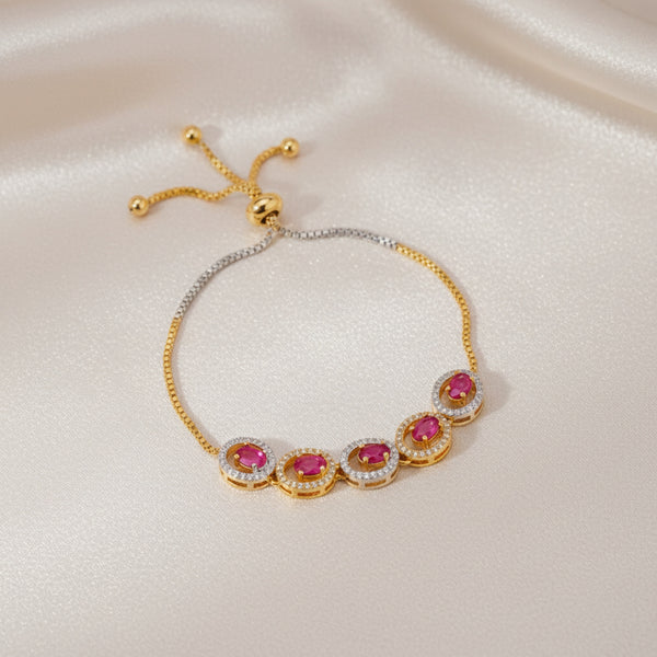 435089 Cubic Zirconia Adjustable Bracelet With 2 Tone Plating