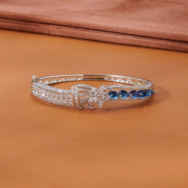 435098 Cubic Zirconia Delicate Kada With Rhodium Plating