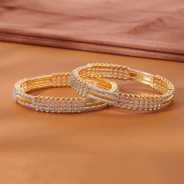 435114 Cubic Zirconia Classic Bangles With 2 Tone Plating