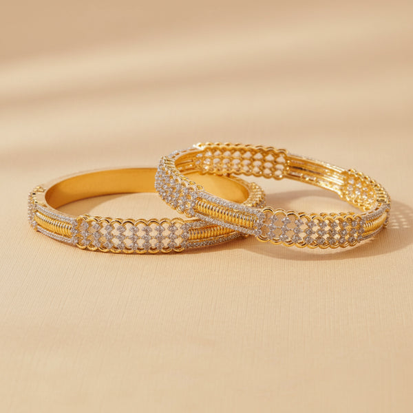 435114 Cubic Zirconia Classic Bangles With 2 Tone Plating