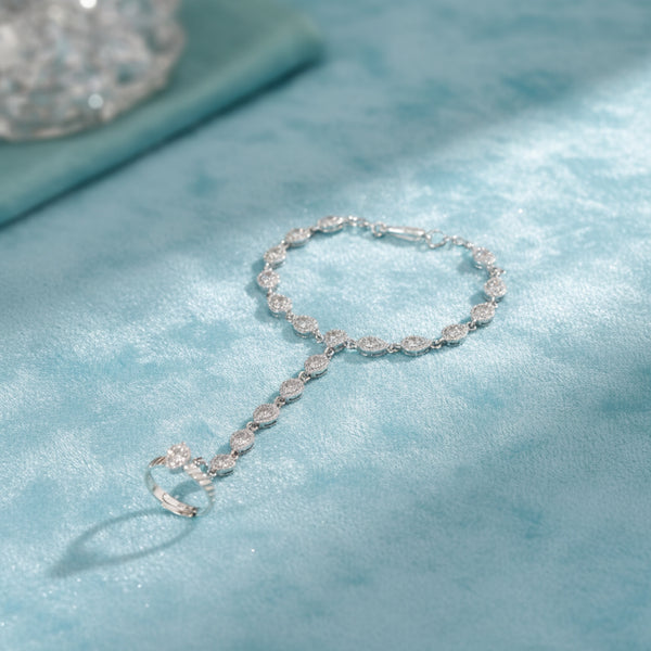 435157 Cubic Zirconia Delicate Hath Pan With 2 Tone Rhodium Plating