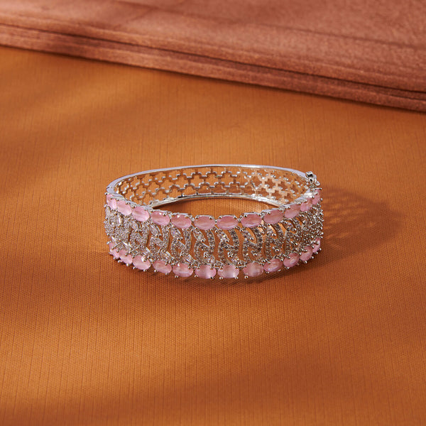 435267 Cubic Zirconia Openable Kada With Rhodium Plating