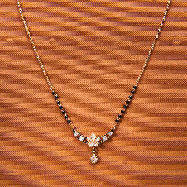 435268 Cubic Zirconia Dokiya Mangalsutra With Rose Gold Plating