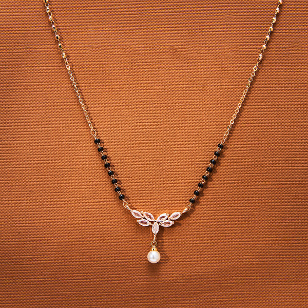 435270 Cubic Zirconia Tanmaniya Mangalsutra With Rose Gold Plating