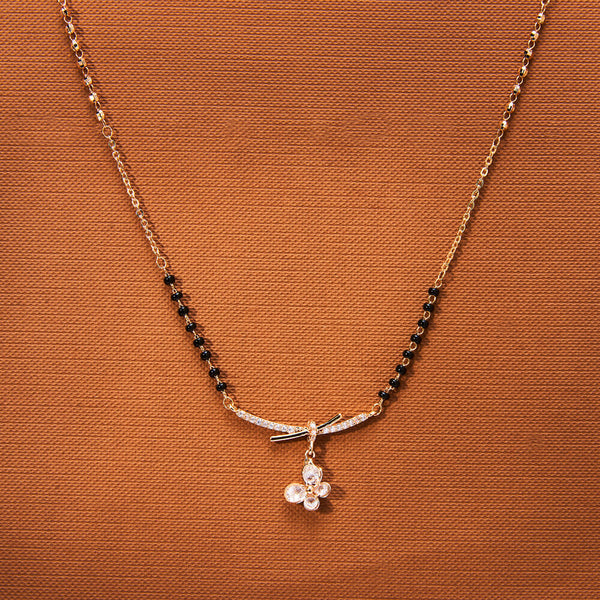 435271 Cubic Zirconia Tanmaniya Mangalsutra With Rose Gold Plating