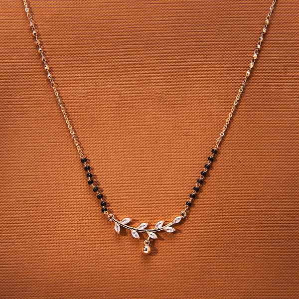 435272 Cubic Zirconia Tanmaniya Mangalsutra With Rose Gold Plating