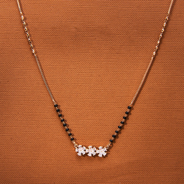 435278 Cubic Zirconia Tanmaniya Mangalsutra With Rose Gold Plating