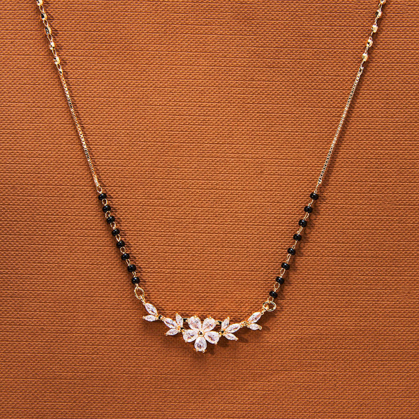 435282 Cubic Zirconia Dokiya Mangalsutra With Rose Gold Plating