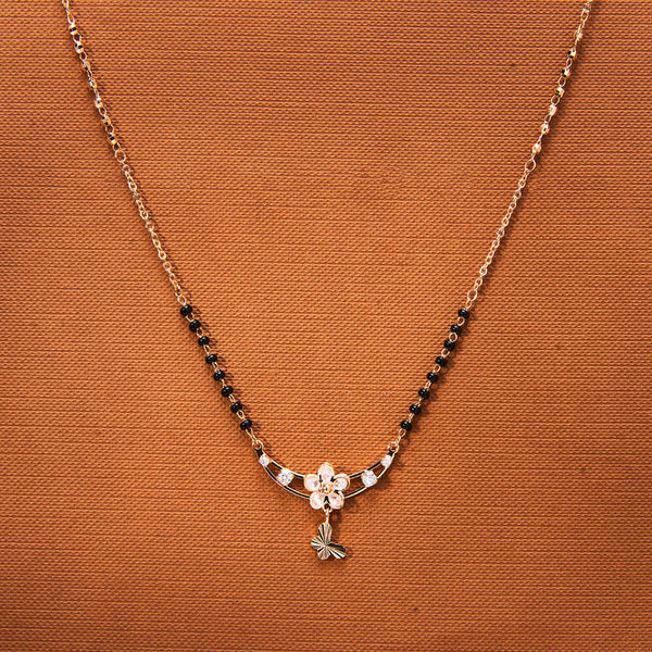 435286 Cubic Zirconia Delicate Mangalsutra With Rose Gold Plating