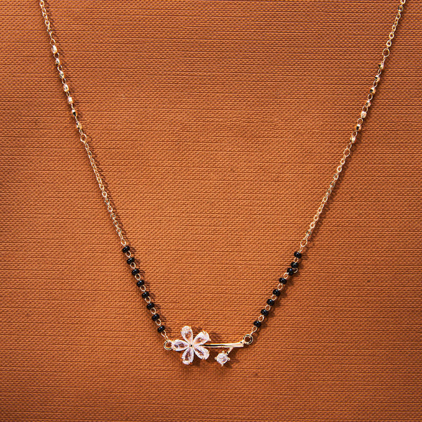 435289 Cubic Zirconia Dokiya Mangalsutra With Rose Gold Plating