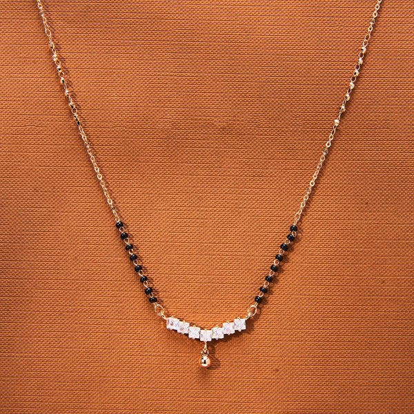 435290 Cubic Zirconia Delicate Mangalsutra With Rose Gold Plating