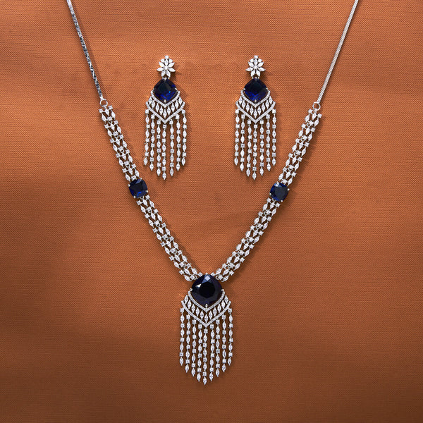 435320 Cz Classic Necklace With Rhodium Plating