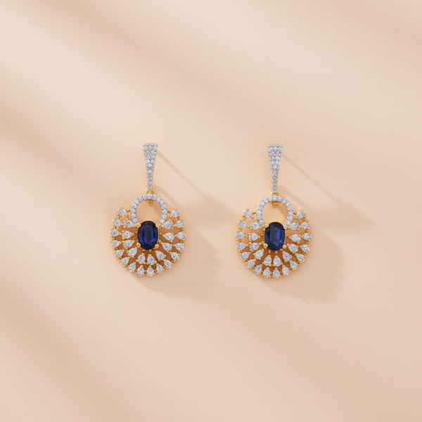 435343 Cz Classic Earring With 2 Tone Plating