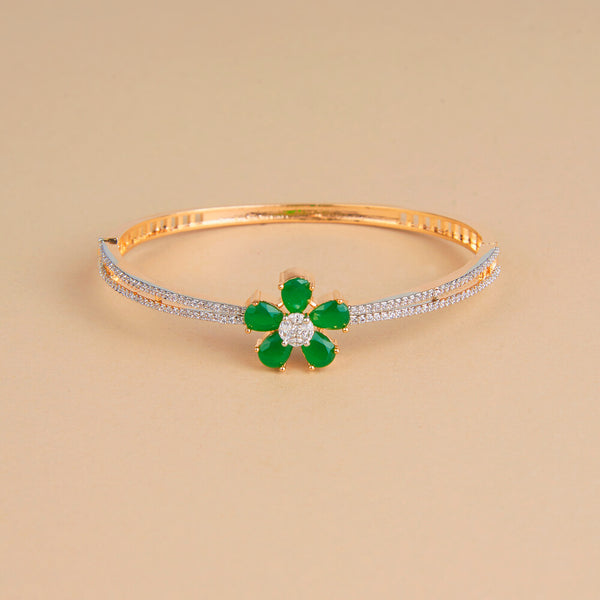 435354 Cubic Zirconia Openable Kada With 2 Tone Plating