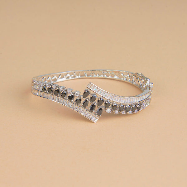 435359 Cubic Zirconia Openable Kada With Rhodium Plating