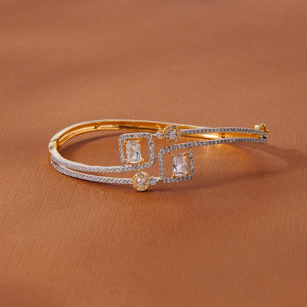 435365 Cubic Zirconia Classic Kada With 2 Tone Rhodium Plating