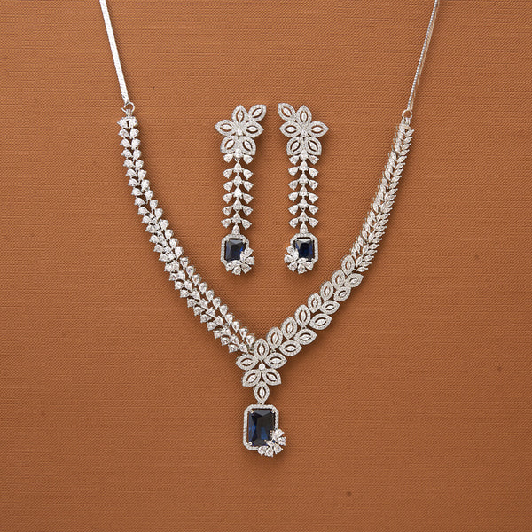 435379 Cubic Zirconia Classic Necklace With Rhodium Plating