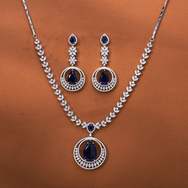 435397 Cz Classic Necklace With Rhodium Plating