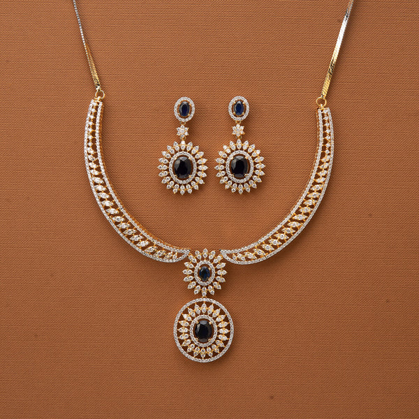 435403 Cubic Zirconia Classic Necklace With 2 Tone Plating