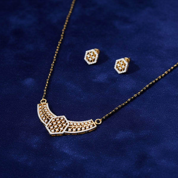 435437 Cubic Zirconia Tanmaniya Mangalsutra With 2 Tone Plating