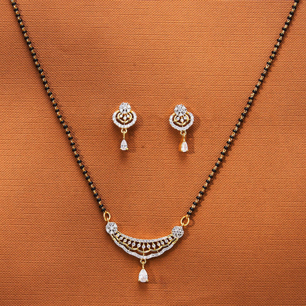 435457 Cubic Zirconia Tanmaniya Mangalsutra With 2 Tone Plating