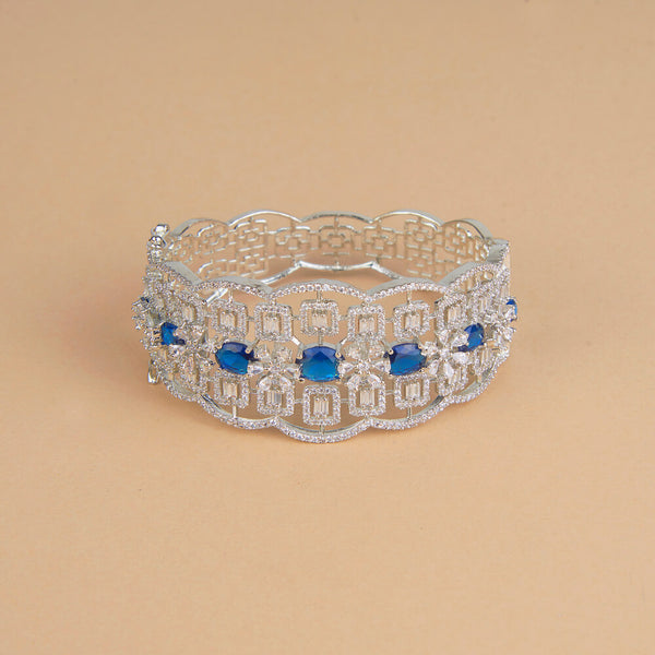 435479 Cubic Zirconia Openable Kada With Rhodium Plating