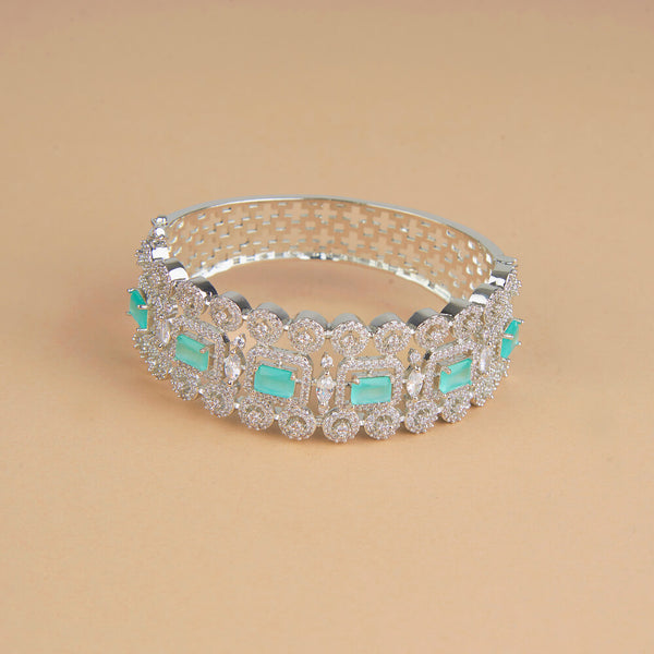 435481 Cubic Zirconia Openable Kada With Rhodium Plating