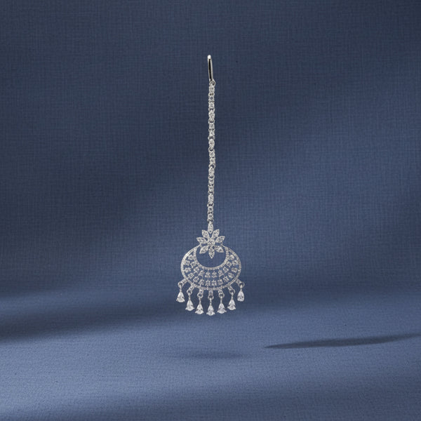 435505 Cubic Zirconia Classic Tikka With 2 Tone Rhodium Plating