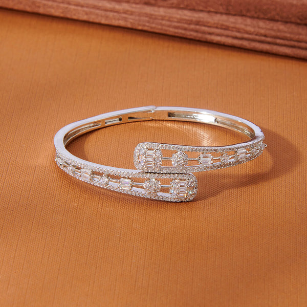 435563 Cubic Zirconia Classic Kada With 2 Tone Rhodium Plating