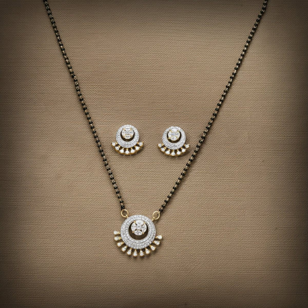 435583 Cz Delicate Mangalsutra With 2 Tone Plating