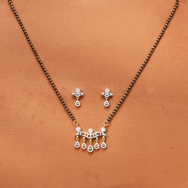 435590 Cz Delicate Mangalsutra With 2 Tone Plating