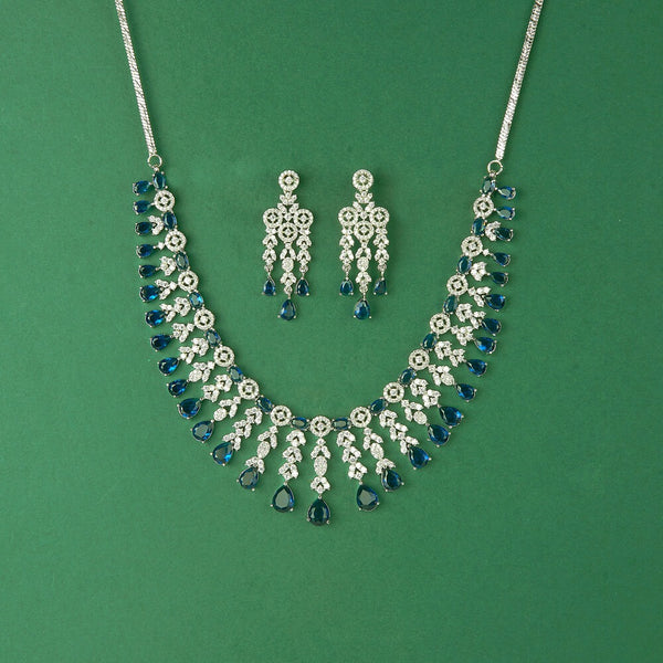 435614 Cz Classic Necklace With Rhodium Plating