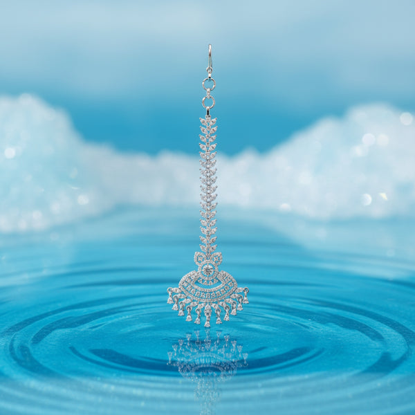 435670 Cubic Zirconia Classic Tikka With 2 Tone Rhodium Plating