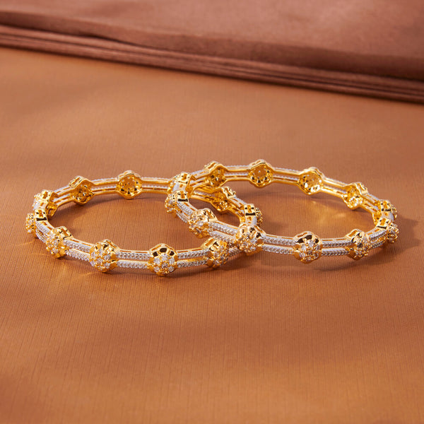 435679 Cubic Zirconia Classic Bangles With 2 Tone Plating