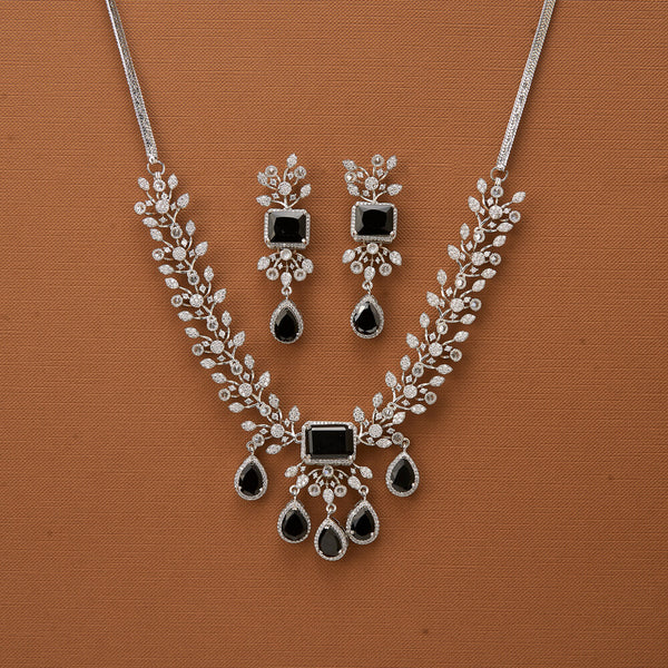 435689 Cubic Zirconia Classic Necklace With Rhodium Plating