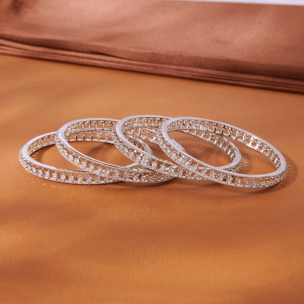 435695 Cubic Zirconia Classic Bangles With Rhodium Plating