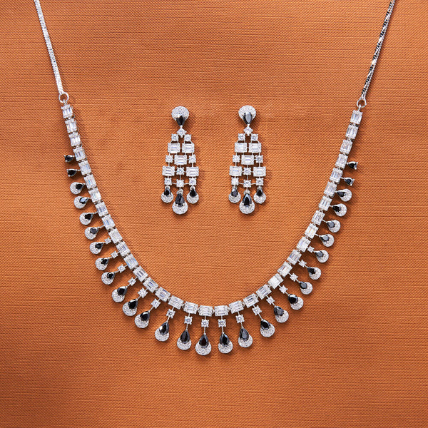 435709 Cz Classic Necklace With Rhodium Plating