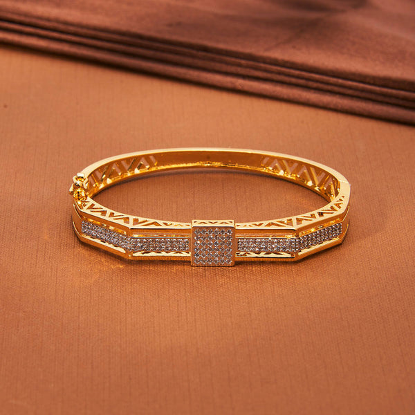 435724 Cz Classic Kada With Rhodium 2 Tone  Plating