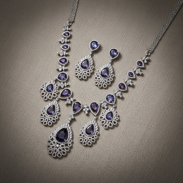 435771 Cz Classic Necklace With Rhodium Plating