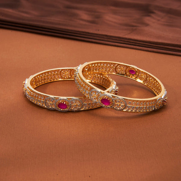 435773 Cz Classic Bangles With 2 Tone Plating