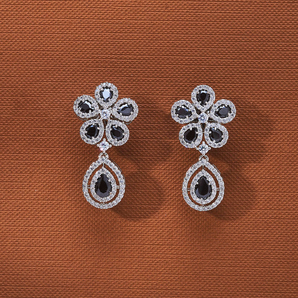 435796 Cz Classic Earring With Rhodium Plating