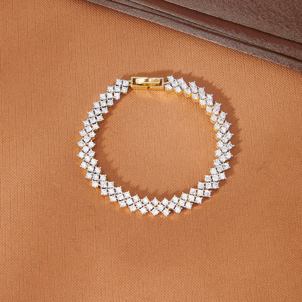 435866 Cz Delicate Bracelet With Rhodium 2 Tone  Plating