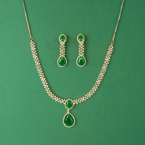 435929 Cz Classic Necklace Set With 2 Tone Plating