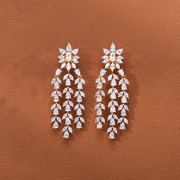 435941 Cz Classic Earring With Rhodium 2 Tone  Plating