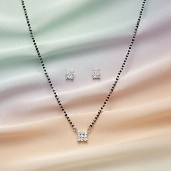 435959 Cz Tanmaniya Mangalsutra With Rhodium 2 Tone plating