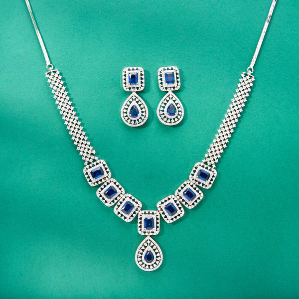 436107 Cz Classic Necklace With Rhodium Plating