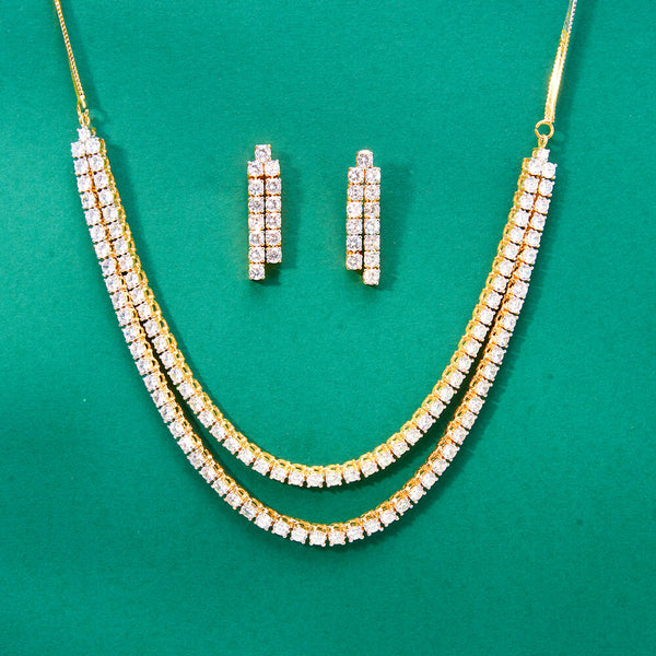 436120 Cz Classic Necklace With 2 Tone Plating