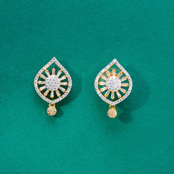 436124 Cz Classic Earring With 2 Tone Plating