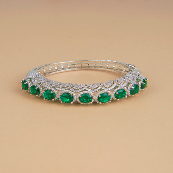 436129 Cubic Zirconia Openable Kada With Rhodium Plating